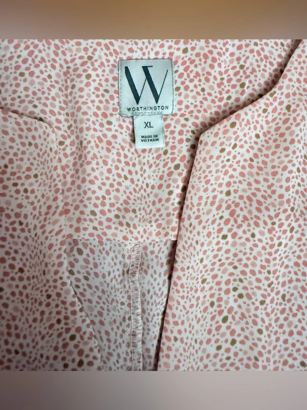 Worthington Light Pink Short Sleeve Printed Tunic Shirt